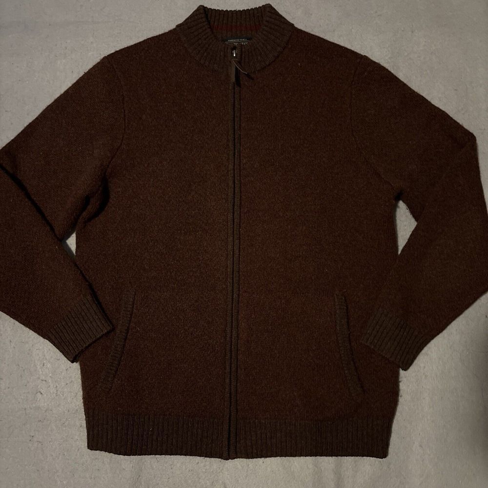Pendleton Sweater Mens M Shetland Wool Maroon Full Zip Jacket Pockets Washable
